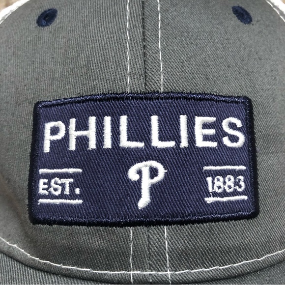 MLB Philadelphia Phillies MeshBack Adjustable Hat Men’s Women’s Grey White OSFA - Picture 6 of 10